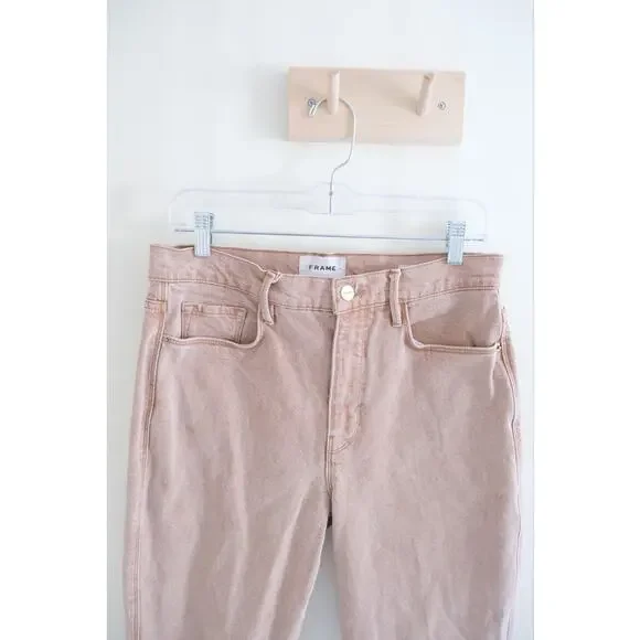 Frame Women Denim Le Sylvie Slender Straight Jeans in Sand Sz 29 High Waist - Picture 4 of 8